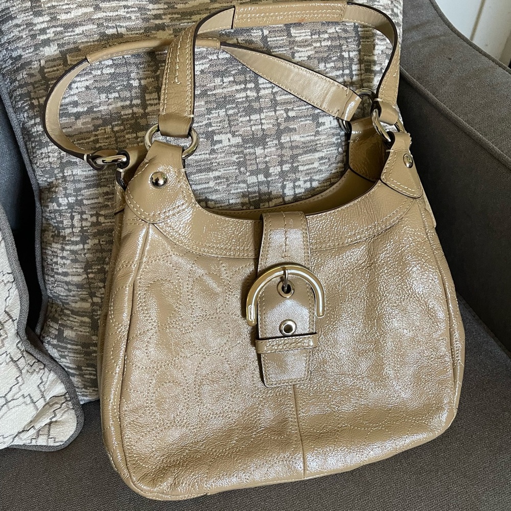 Tan Coach hobo bag